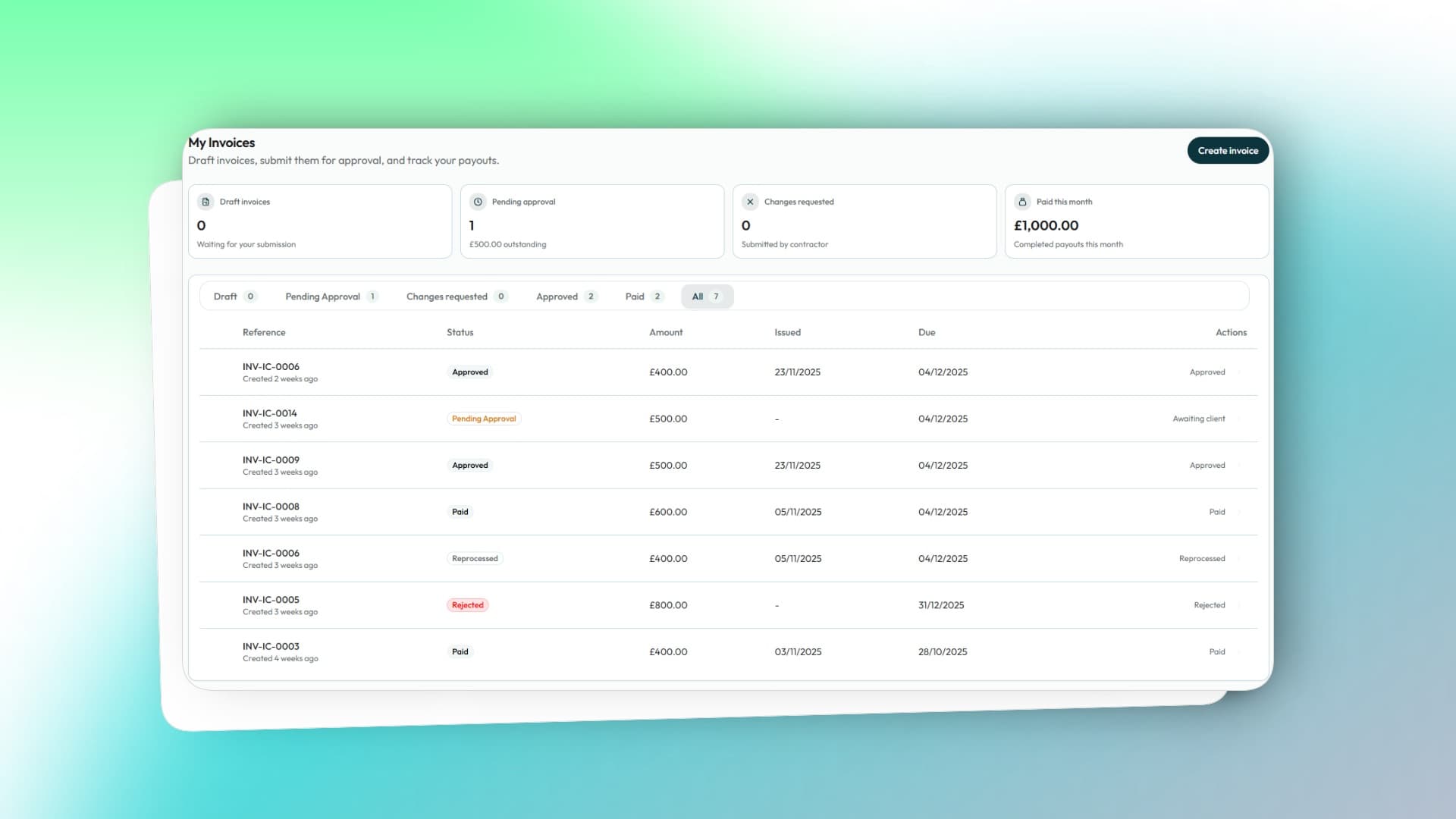 Contractor invoice portal